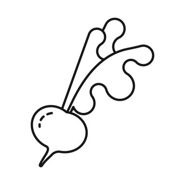 Turp izole nesne ve logo yemek. Web için turp ve beslenme stok sembolü seti.