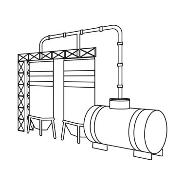 Fabrika ve rafineri simgesinin yalıtılmış nesnesi. Stok lar için fabrikave enerji vektör simgesinin toplanması.