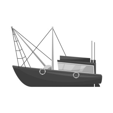 Gemi ve balıkçılık logosu izole nesne. Stok için gemi ve gemi vektör simgesi kümesi.