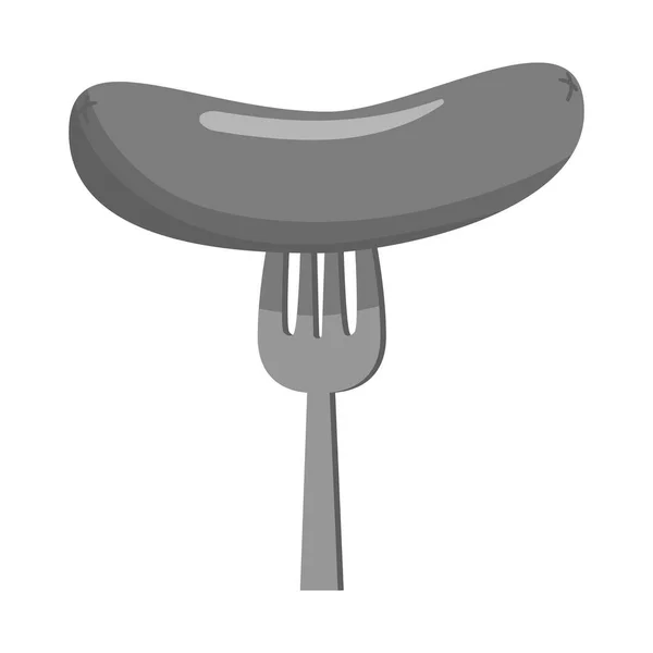 Projeto vetorial do ícone de garfo e salsicha. Conjunto de garfo e bbq ilustração do vetor de estoque . — Vetor de Stock