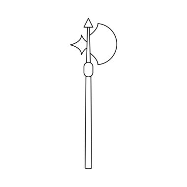 Balta ve kılıç logosunun izole nesnesi. Stok için balta ve topuz vektör simgesi kümesi.