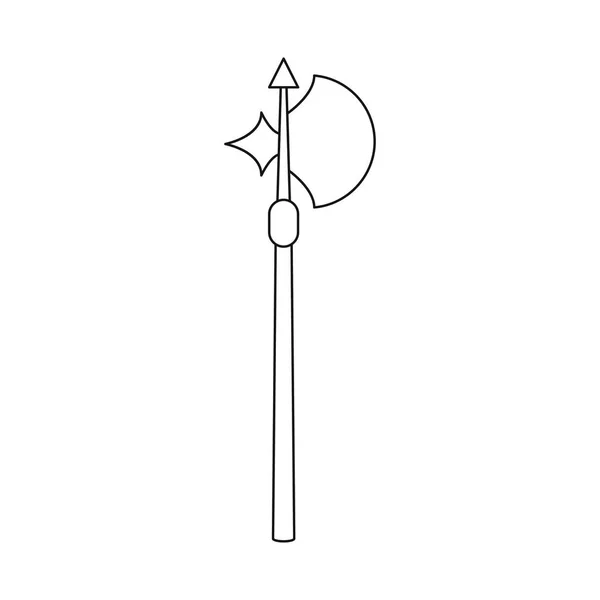 Objeto aislado de hacha y logo de espada. Conjunto de icono de vector de hacha y maza para stock . — Vector de stock
