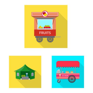 Piyasa ve dış simge vektör Illustration. Market ve gıda hisse senedi simgesi için web topluluğu.