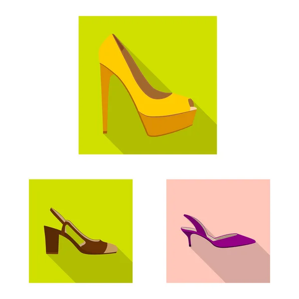 Oggetto isolato di calzature e segno donna. Raccolta di calzature e piedi stock illustrazione vettoriale . — Vettoriale Stock