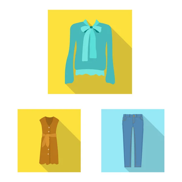 Ilustración vectorial de la mujer y símbolo de la ropa. Conjunto de mujer e icono de vector de desgaste para stock . — Vector de stock
