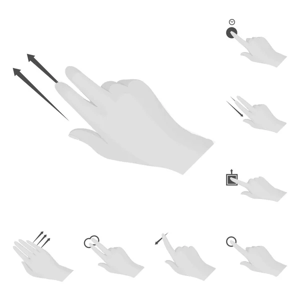 Vektor-Illustration von Touchscreen und Hand-Symbol. Sammlung von Touchscreen und Touchvektorsymbol für Aktien. — Stockvektor