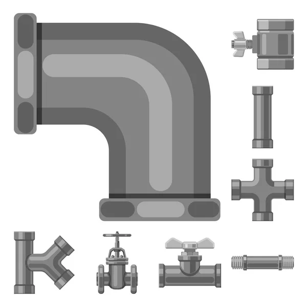 Oggetto isolato di tubo e tubo segno. Raccolta di tubo e gasdotto stock symbol per il web . — Vettoriale Stock
