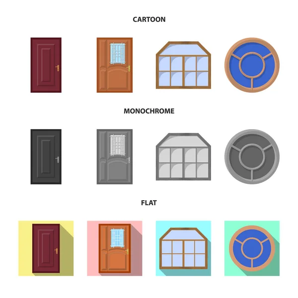 Vektorové ilustrace dveří a symbolu. Dveře a dřevěné vektorové ilustrace. — Stockový vektor
