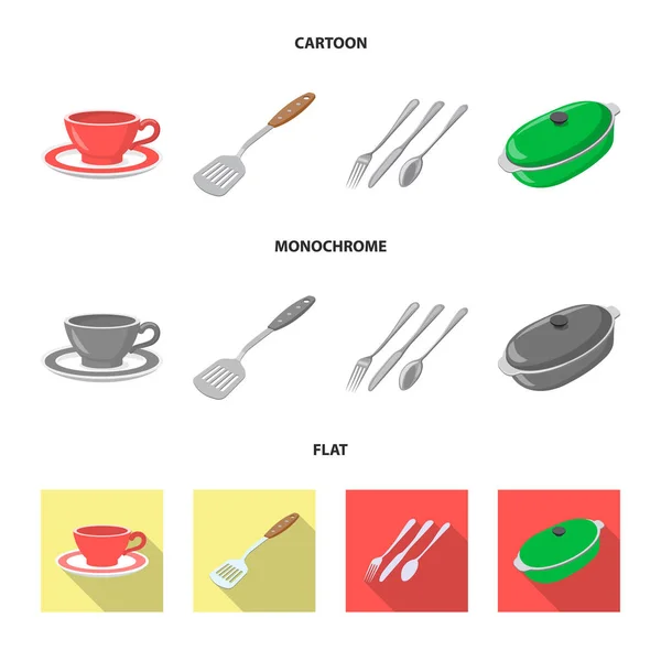 Ilustração vetorial de cozinha e símbolo de cozinheiro. Conjunto de cozinha e aparelho vetor ícone para estoque . —  Vetores de Stock