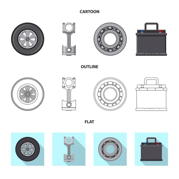 Objeto aislado de auto y logotipo de la pieza. Colección de auto y coche icono vectorial para stock . — Vector de stock