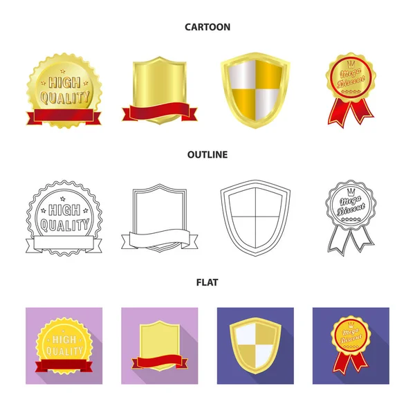 Vector design of emblem and badge sign. Set of emblem and sticker stock symbol for web. — Stock Vector