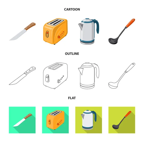 Vektorillustration av kök och koka ikonen. Samling av kök och apparaten aktiesymbol för webben. — Stock vektor