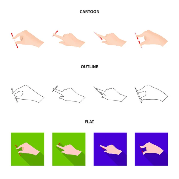 Vektor-Design von Touchscreen und Handzeichen. Sammlung von Touchscreen und Touchstock-Symbol für das Web. — Stockvektor