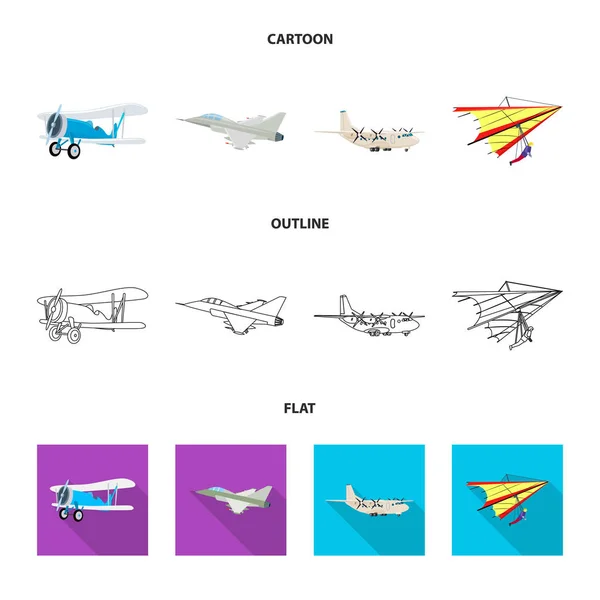 विमान और परिवहन लोगो की अलग वस्तु। वेब के लिए विमान और आकाश स्टॉक प्रतीक का संग्रह . — स्टॉक वेक्टर