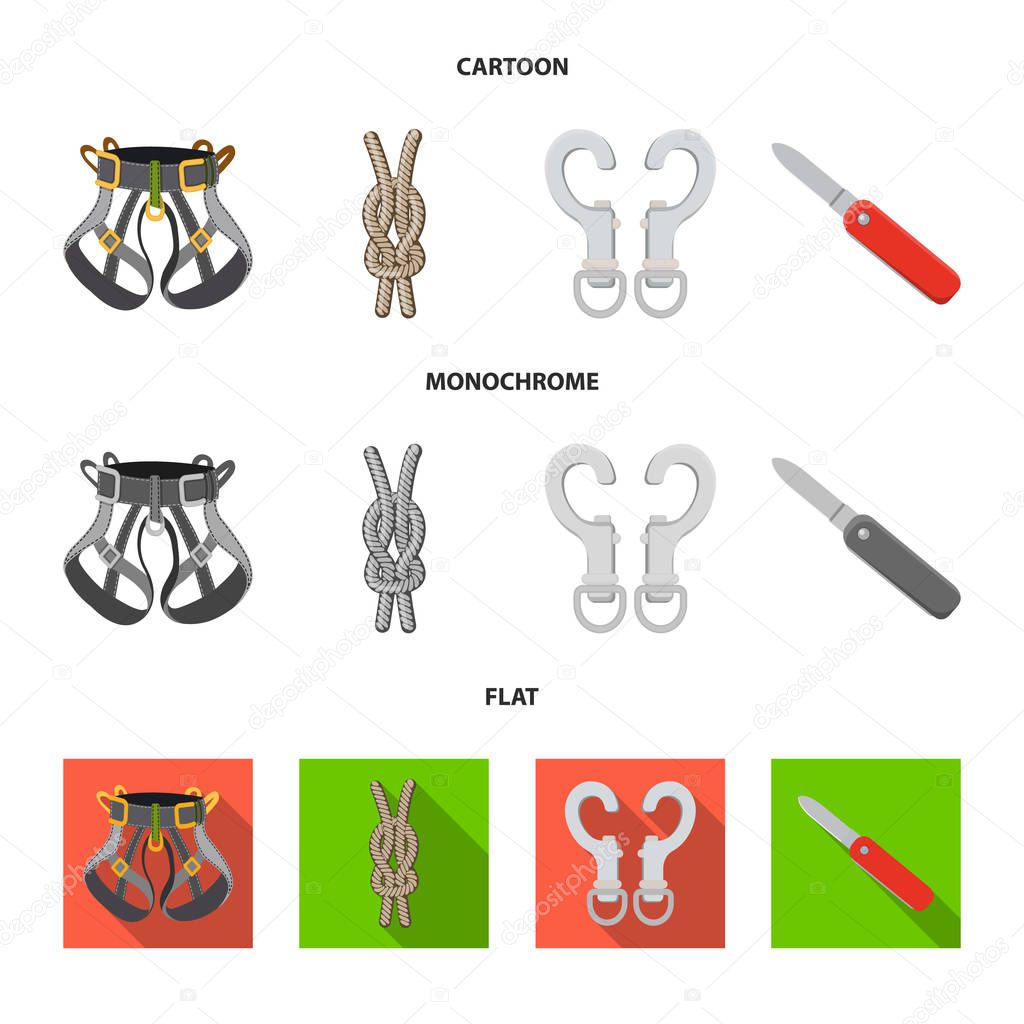 Vector illustration of mountaineering and peak icon. Collection of mountaineering and camp stock vector illustration.