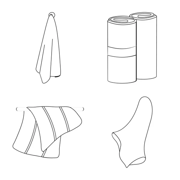 Ilustracja wektorowa tkaniny i ikona higieny. Zestaw tkaniny i ikona wektor łazienka do ręki. — Wektor stockowy