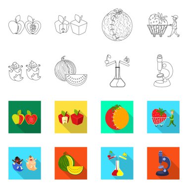 Test ve sentetik logo vektör Illustration. Hisse senedi için test ve laboratuvar vektör simge kümesi.