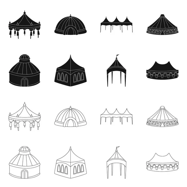 Illustrazione vettoriale del tetto e simbolo pieghevole. Raccolta di icone vettoriali per tetti e architetture . — Vettoriale Stock