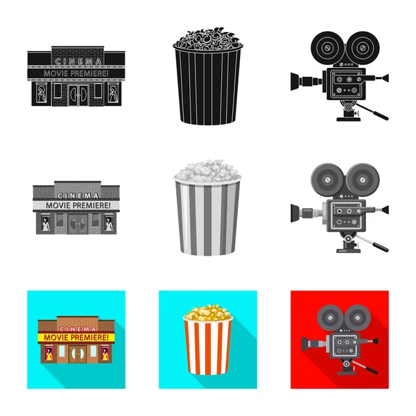 Vektor-Design von Fernseh- und Filmsymbolen. Set von Fernsehen und Viewing Stock Symbol für das Web. — Stockvektor