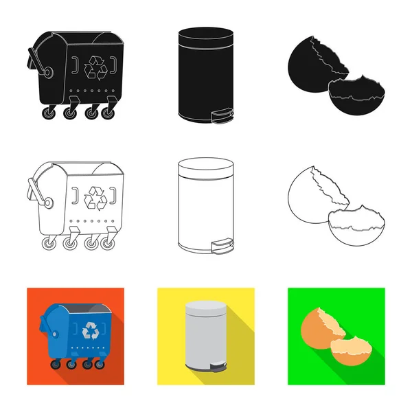 Vektorillustration von Müll und Ramschsymbol. Sammlung von Abfall und Altbestand Symbol für Web. — Stockvektor