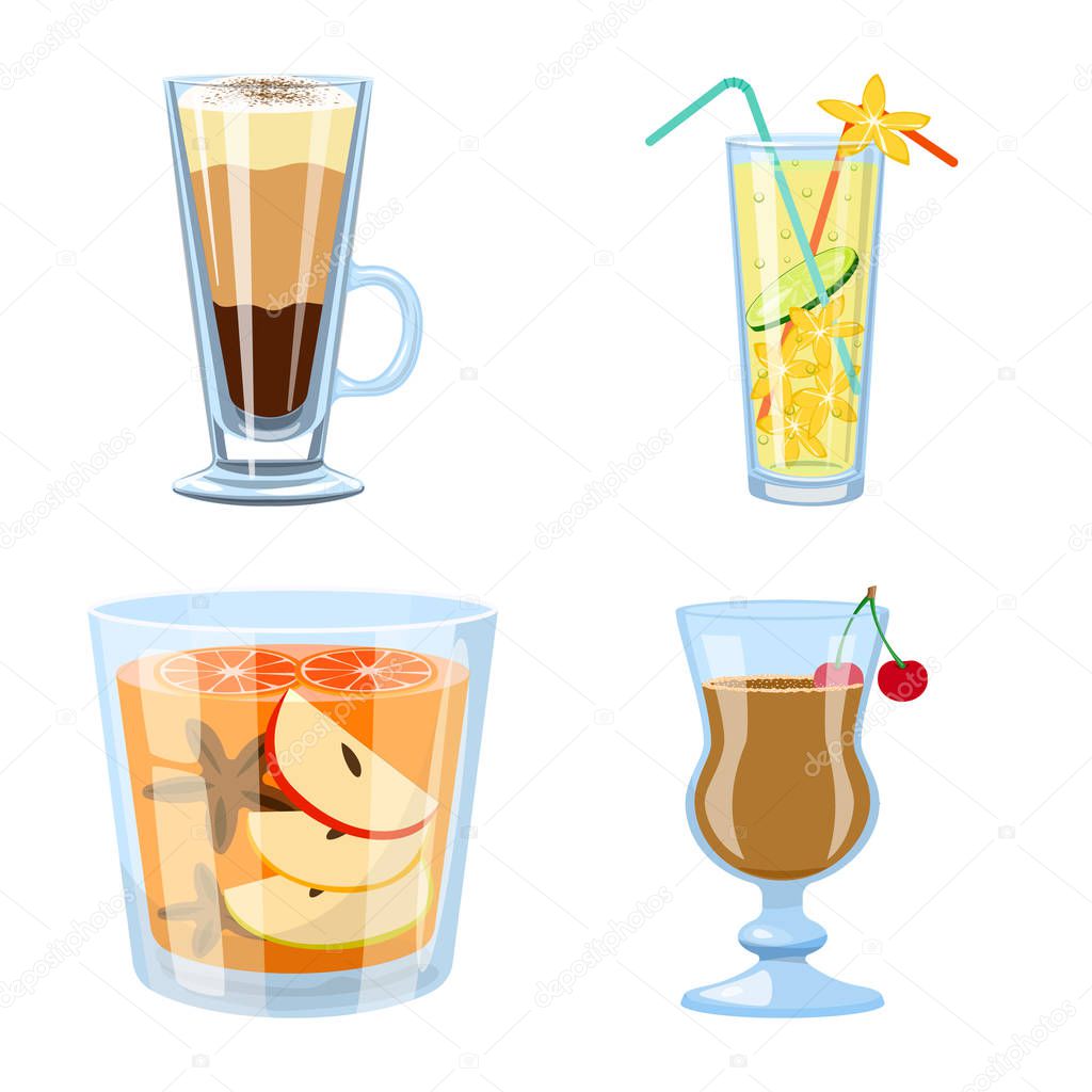 Isolated object of cocktail and drink symbol. Collection of cocktail and ice vector icon for stock.