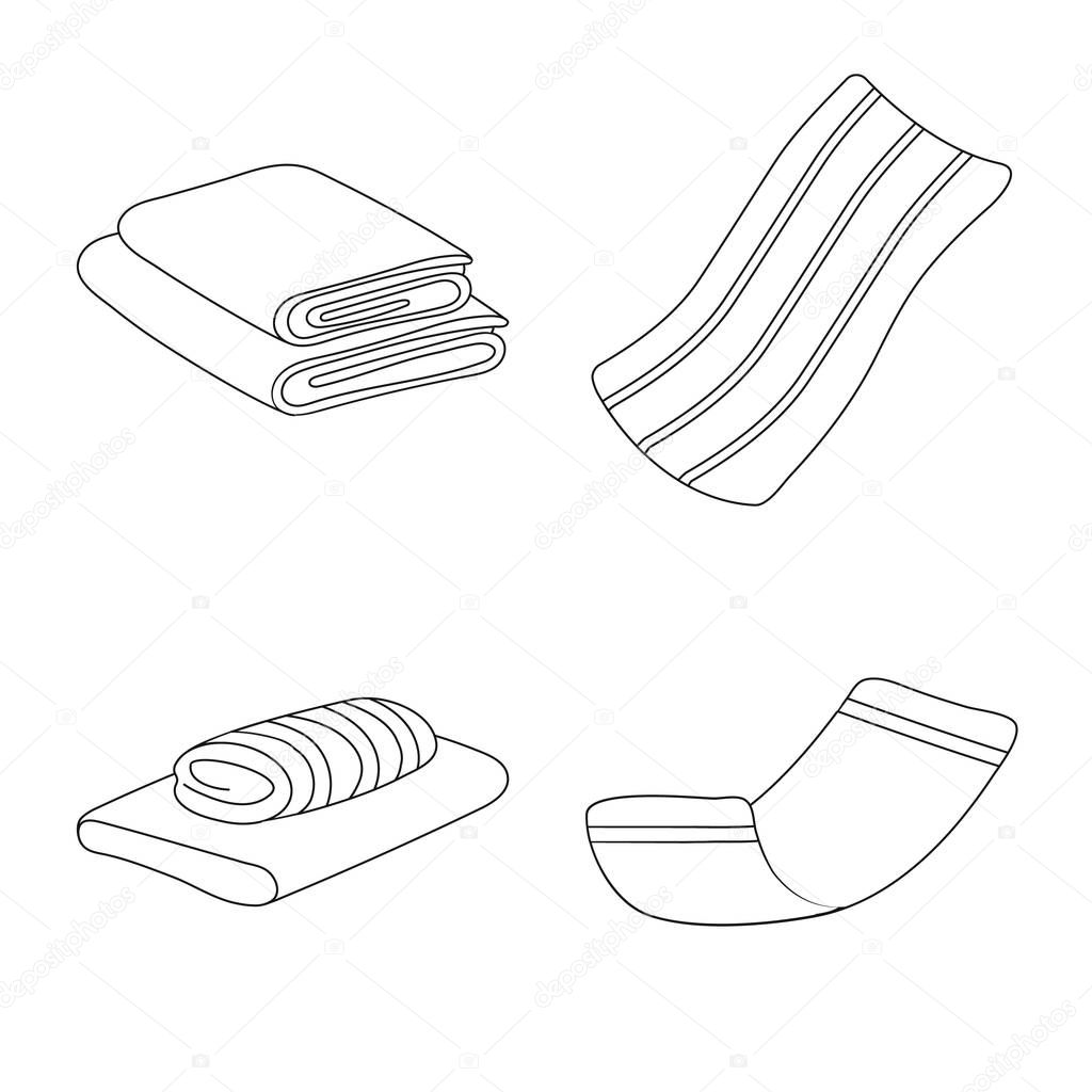 Isolated object of fabric and hygiene symbol. Set of fabric and bathroom stock vector illustration.