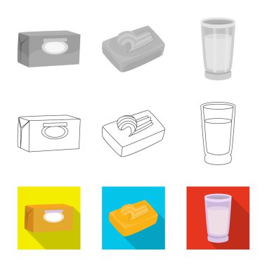 Vektör çizimi krem ve ürün simgesi. Ayarla, krem ve çiftlik web için hisse senedi simgesi.