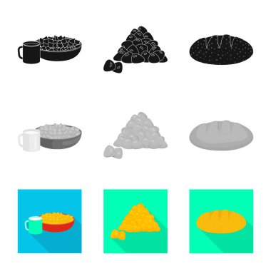 Mısır tarlası ve sebze simge vektör tasarımı. Mısır tarlası ve hisse senedi için vejetaryen vektör simge kümesi.