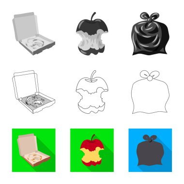 Çöp ve önemsiz sembolün vektör tasarımı. Stok için atık ve atık vektör simgesi kümesi.