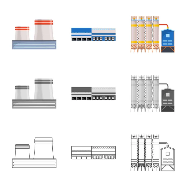 Ilustração vetorial do ícone de produção e estrutura. Coleção de produção e tecnologia ilustração vetor de estoque . — Vetor de Stock