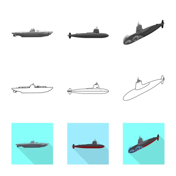 Diseño vectorial de guerra y logotipo del barco. Colección de guerra y flota símbolo de stock para la web . — Vector de stock