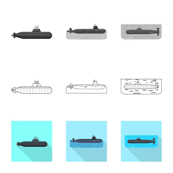 Diseño vectorial de guerra y señal de barco. Colección de guerra y flota símbolo de stock para la web . — Vector de stock