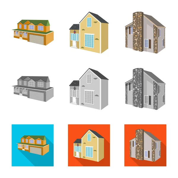 Objet isolé de façade et symbole de logement. Collection d'icône vectorielle de façade et d'infrastructure pour le stock . — Image vectorielle