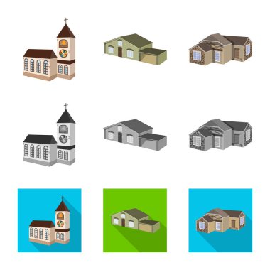 Cephe ve konut simge vektör tasarımı. Cephe ve altyapı vektör simgesini hissenin topluluğu.