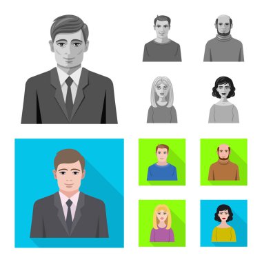 Saç modeli ve meslek simge vektör tasarımı. Hisse senedi için saç modeli ve karakter vektör simge topluluğu.