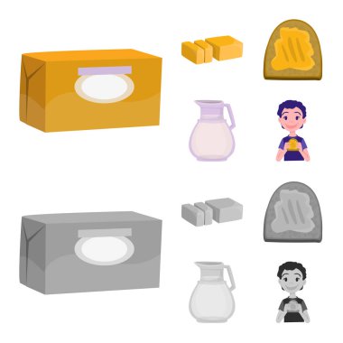 Vektör kremsi tasarımını ve ürün simgesi. Ayarla, krem ve çiftlik web için hisse senedi simgesi.