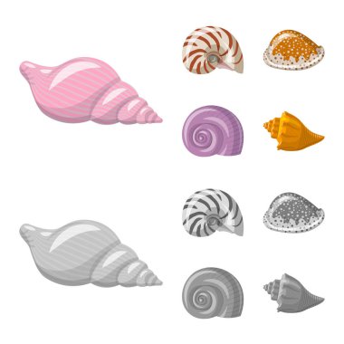 Hayvan ve dekorasyon işareti vektör tasarımı. Hisse senedi için hayvan ve okyanus vektör simge kümesi.