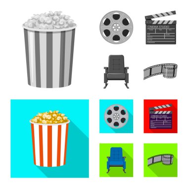 Televizyon ve filme logosu yalıtılmış nesne. Televizyon ve hisse senedi için vektör simge görüntüleme kümesi.