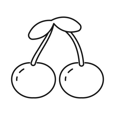 Kiraz ve vitamin işareti vektör tasarımı. Stok için kiraz ve berry vektör simgesi seti.