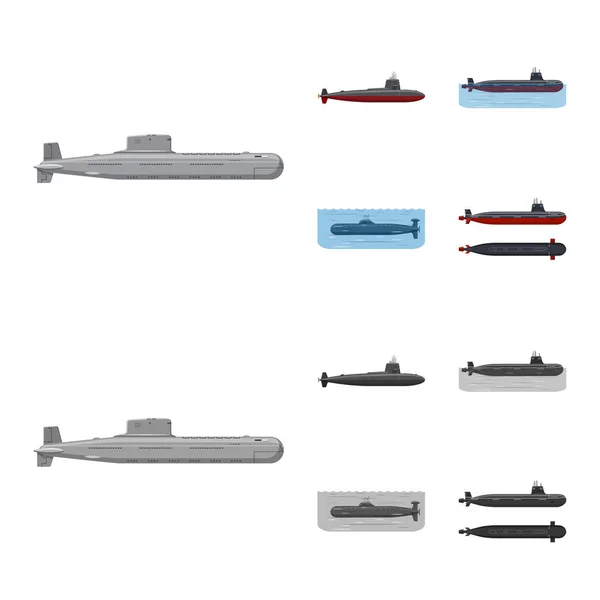 Ilustração vetorial de guerra e símbolo de navio. Conjunto de ícone de vetor de guerra e frota para estoque . —  Vetores de Stock