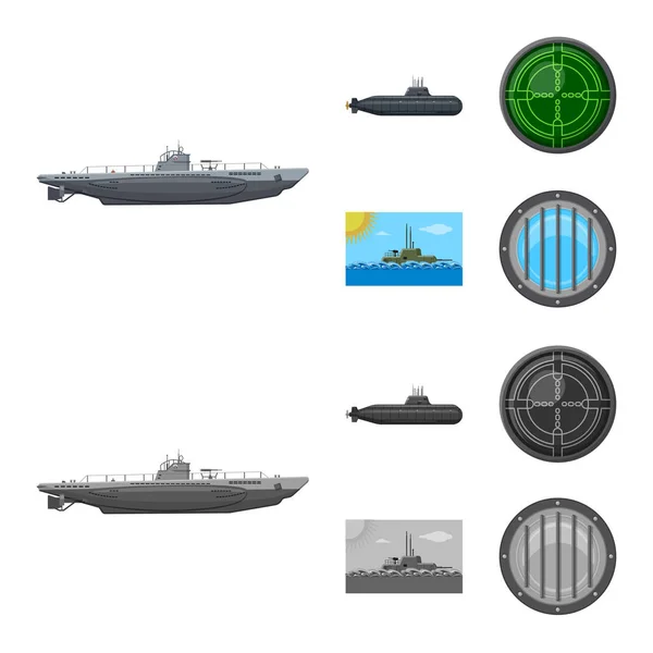 Savaş ve gemi işareti illüstrasyon vektör. Savaş ve filo hisse senedi vektör çizim koleksiyonu. — Stok Vektör