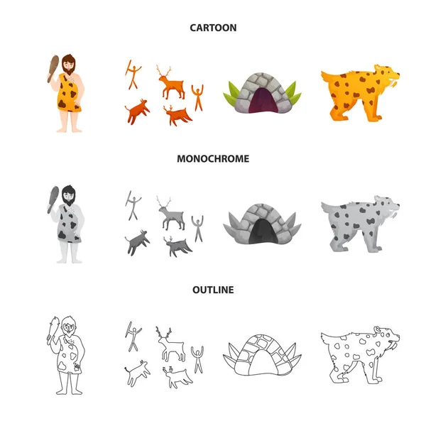 Illustrazione vettoriale dell'evoluzione e simbolo neolitico. Raccolta dell'evoluzione e illustrazione vettoriale dello stock primordiale . — Vettoriale Stock