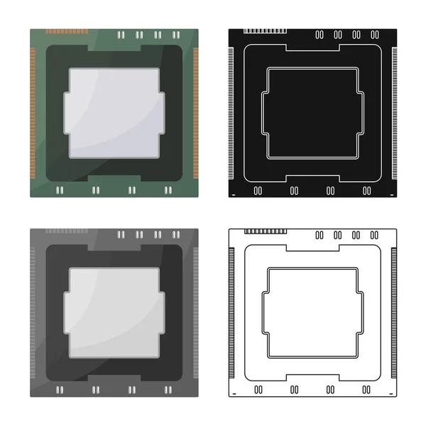 プロセッサとチップサインのベクトル設計。プロセッサとデータストックベクトル図のコレクション. — ストックベクタ