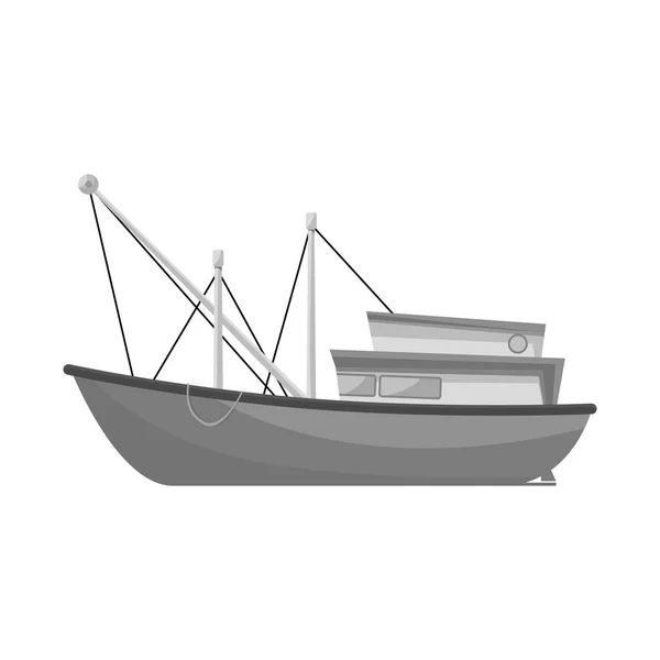 Vector illustration of trawler and fishery icon. Collection of trawler and ocean stock symbol for web. — Stock Vector