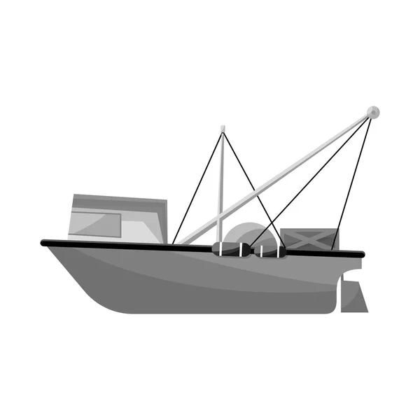 Vector design of trawler and ocean symbol. Collection of trawler and hull stock symbol for web. — Stock Vector