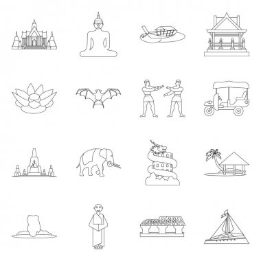 Dönüm noktası ve kültür işareti vektör illüstrasyon. Stok lar için dönüm noktası ve turizm vektör simgesinin toplanması.