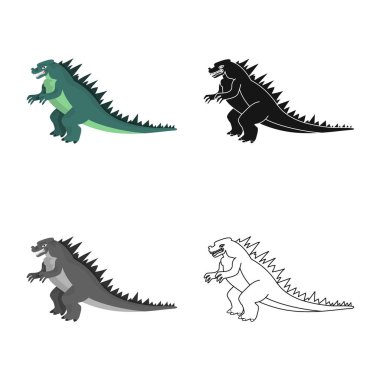 Ejderha ve fantezi logosu izole nesne. Web için ejderha ve çin stok sembolü seti.