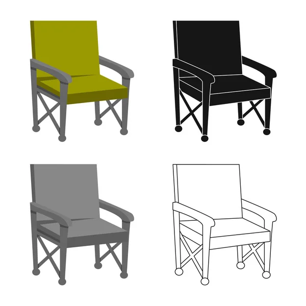 Diseño vectorial de silla y cartel plegable. Set de silla y sillón vector icono para stock . — Vector de stock