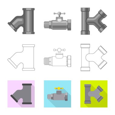 Boru ve tüp logo vektör Illustration. Hisse senedi için boru ve boru hattı vektör simge kümesi.