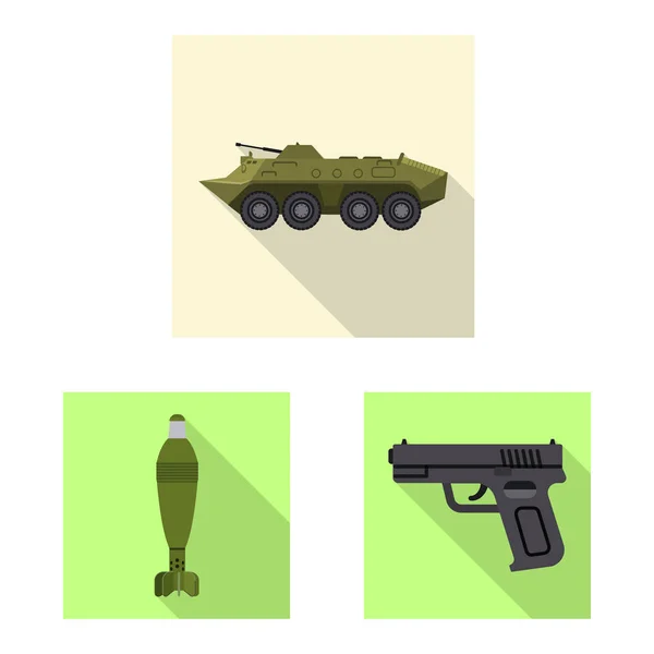 Vektor-Illustration von Waffe und Waffensymbol. Sammlung von Waffen und Armee Vektor-Symbol für Lager. — Stockvektor